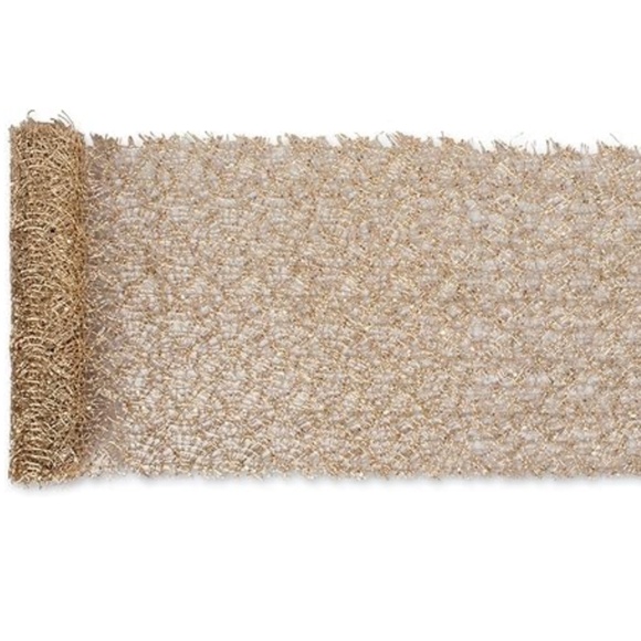 DII Modern Fabric Sequin Mesh Table Runner Roll in Gold - Picture 3 of 5